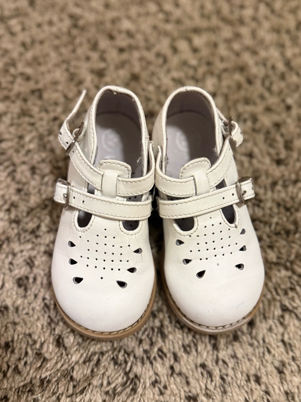 Willit White Leather Mary Jane Dress Shoes with Double Buckle Straps